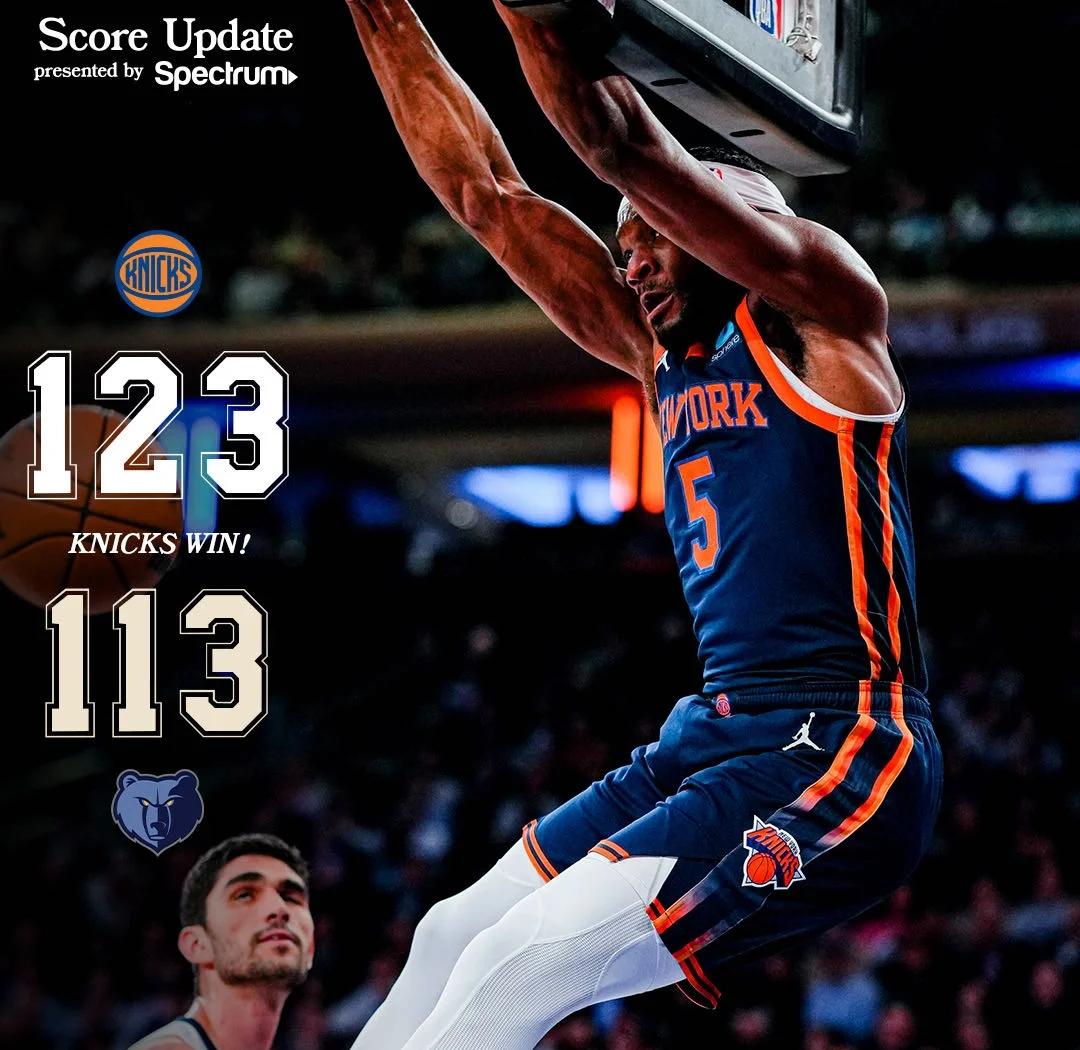 雷霆力克灰熊，布伦森带队取胜